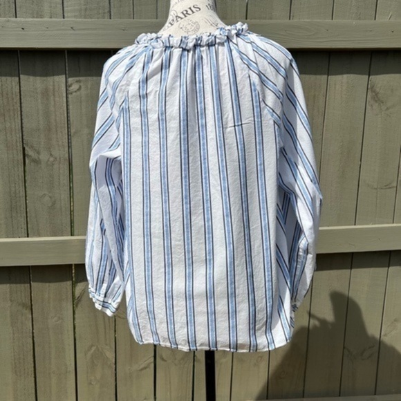 J. Crew Tie Front Vertical Stripes Cotton Blouse - Picture 6 of 15